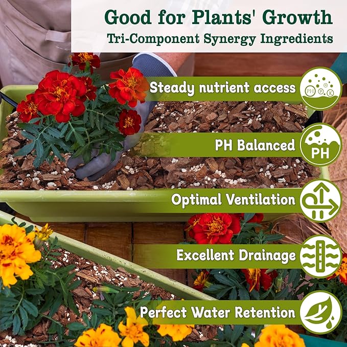 Orchid Potting Mix, 1 Quart Orchid Bark Potting Mix with Pine Bark, Coco Peat & Perlite, Orchid Bark for Indoor Plants, Orchid Soil with Excellent Water Retention & Ventilation