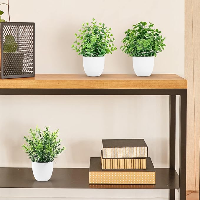Der Rose 8 Pack Fake Plants Small Artificial Faux Potted Plants for Home Office Farmhouse Bathroom Bedroom Decor Indoor