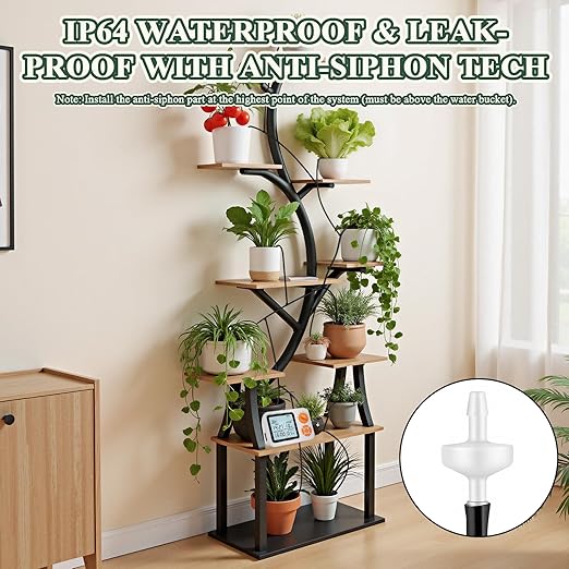 Automatic Plant Waterer Indoor, Auto Watering System for 15 Potted Plants with Programmable Timer, Smart Soil Moisture Sensor, Self Watering Plants Devices for While Away, Vacation