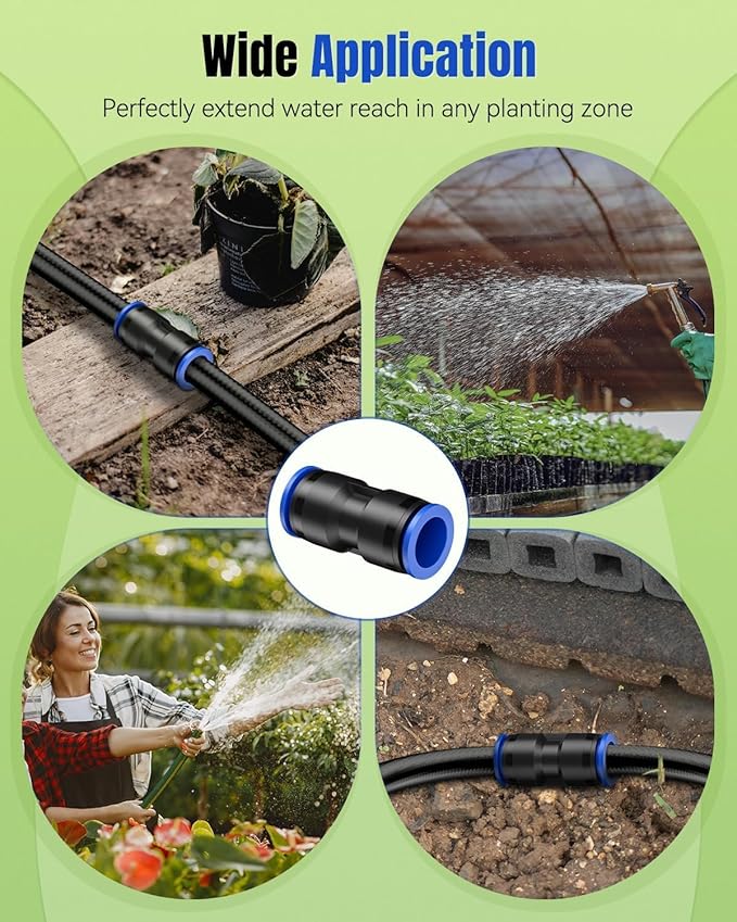 Pawfly 15 Pcs Quick Connect 1/2" Drip Irrigation Coupling Fittings for 1/2 Inch Irrigation Tubing (1/2" ID x 0.62-0.63" OD), Push-to-Fit 2-Way Straight Coupling Connectors, Drip Irrigation Parts