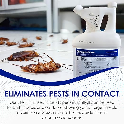Bifenthrin-Plus-C Insecticide (96 oz) - Roach Killer Indoor Infestation, Termite Treatment, Ant Control & Wasp Spray - Home Pest Control, Residential, Commercial, and Industrial Use