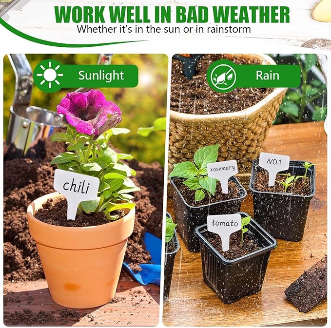 WSSROGY 360 Pcs T-Type Plastic Garden Plant Labels Tags Markers with Marker Pens for Outdoor Plants Name
