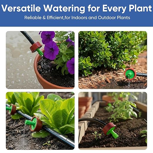 0.25 GPH Pressure Compensating Drippers: 25 Pack Drip Irrigation Spot Emitters Heads Constant Flow Drip Irrigation Parts for Garden Irrigation System
