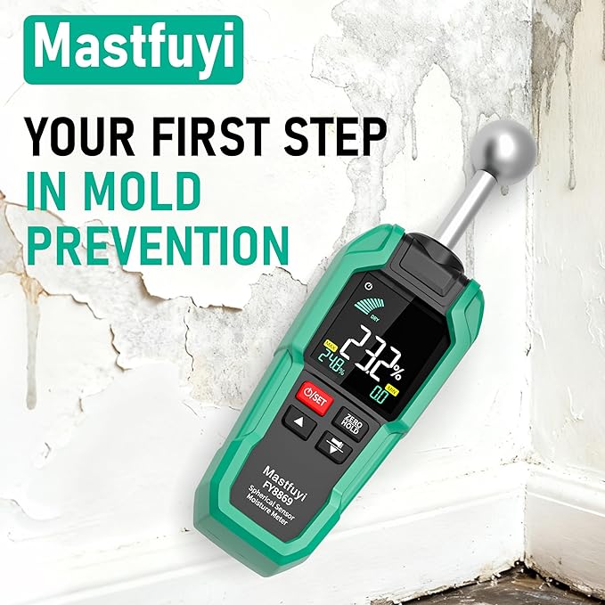 Pinless Wood Moisture Meter,Non-Destructive Moisture Meter for Wood,Concrete, Floors, Walls, Measuring Depth 5-40mm Digital Moisture Meter Built-in Flashlight