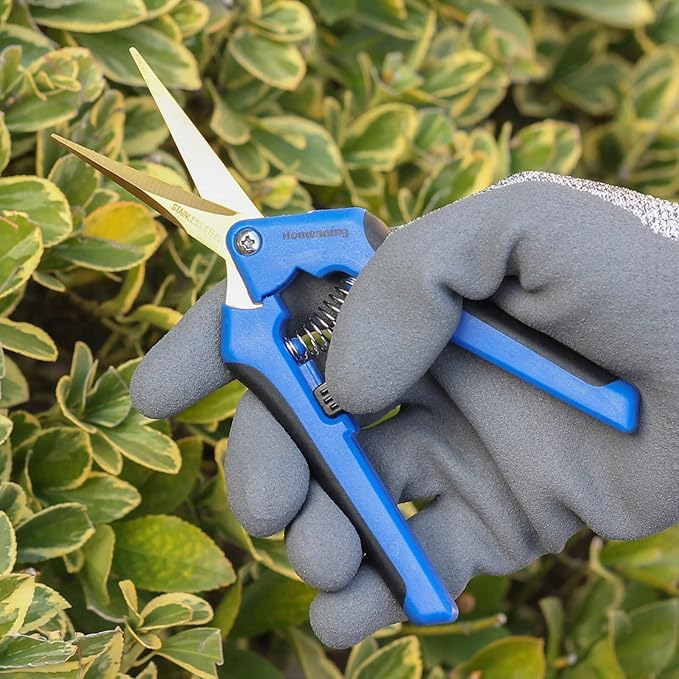 3 Packs Garden Pruning Shears with Curved Blades Trimming Scissors, Gardening Hand Pruning Snips Titanium Coated Precision Bonsai Pruning Shears, Convenient Flower Cutters(Blue)