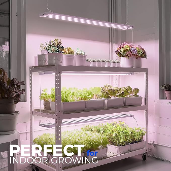 Barrina TX-L84 4FT Grow Light, 168W (2 x 84W), 4 LED Panels Wider Coverage, Full Spectrum, High PPFD, Linkable, Hanging Fixture, Plant Stand with Grow Light for Indoor, Seeding, Vegetable, 2 Packs