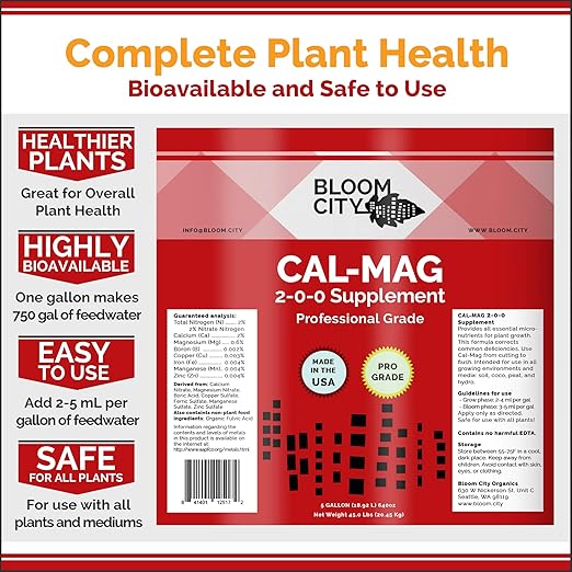 Bloom City Professional Grade Ultra Pure Cal-Mag Growing Fertilizer,Gallon (128 oz)