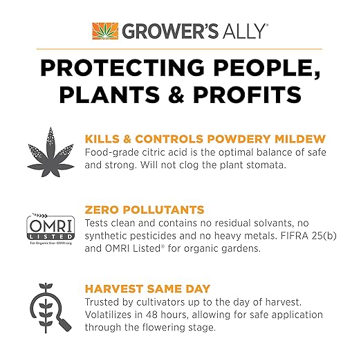 Grower's Ally Fungicide Spray for Plants - Ready-to-Use Indoor Outdoor Plant Fungicide Treatment for Powdery Mildew, Alternaria Blight, Rot, Fungus - OMRI Listed, Trusted by Cultivators - 24 Oz