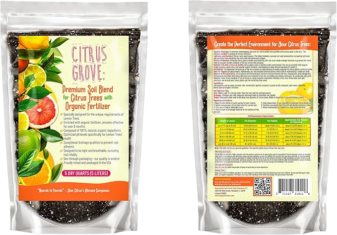 GARDENWISE Premium Organic Citrus Potting Soil for Indoor/Outdoor Plants - Perfect for Oranges, Lemons, Limes & Grapefruits Trees - Hand Blended for Optimal Growth (1 Quart)