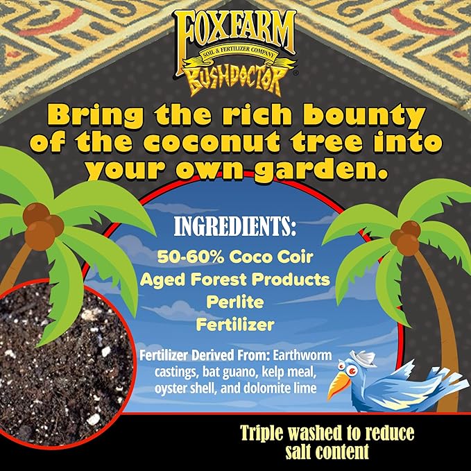 FoxFarm Bush Doctor Coco Loco Potting Mix, 2cu ft (Pack of 6) - Extends Your Watering Schedule, Triple-Washed to Reduce Salt Content - Perfect for Cultivating Vigorous Plants