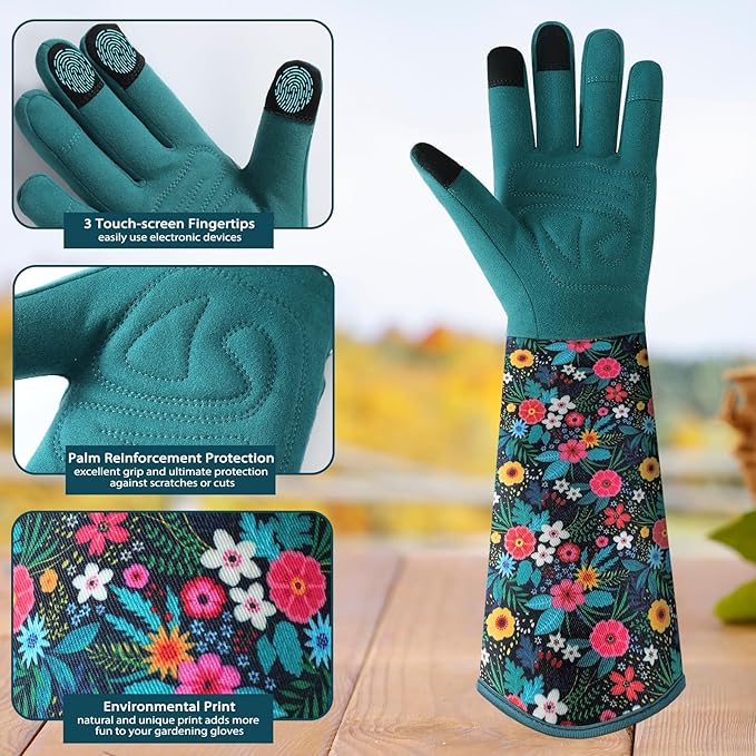 Trifabricy Gardening Gloves for Women, Breathable Leather Garden Gloves with Grip, Thorn-Proof Puncture-Resistant Work Gloves