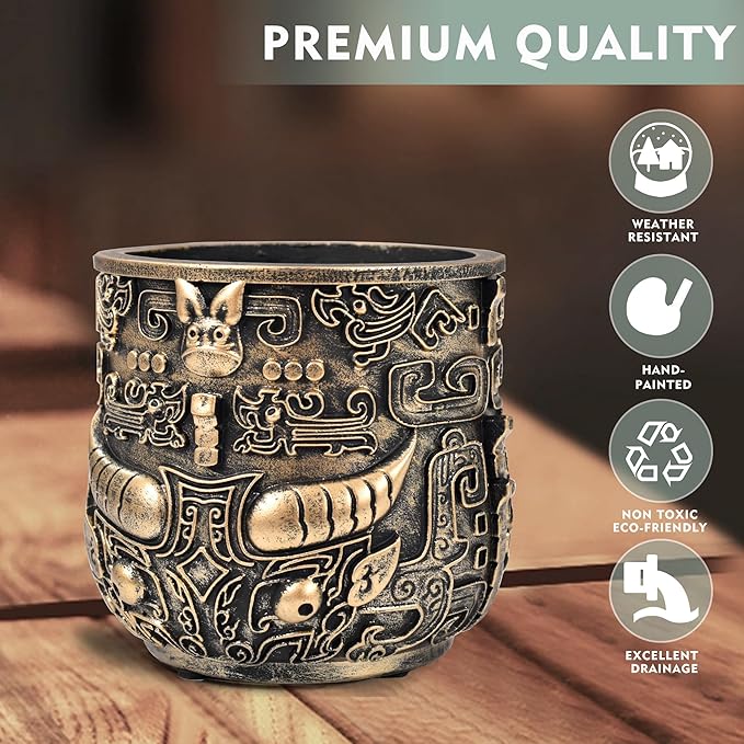 Midogaigai Tribal Vintage Face Planter,Lightweight Unique Plant Pots with Drainage,Eclectic Small Succulent Flower Planters Pots for Outdoor&Indoor Plants,Funny Garden Pot for Room Decor(5.5in)
