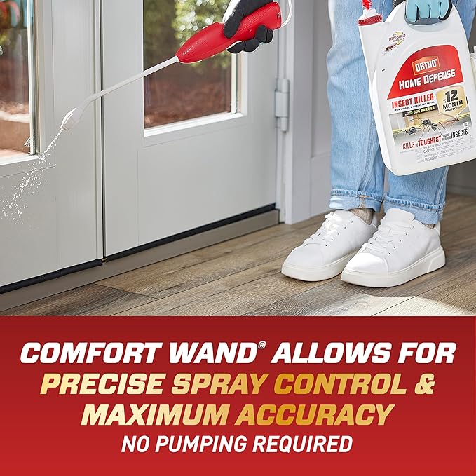 Ortho Home Defense Insect Killer for Indoor and Perimeter2 with Comfort Wand - Ready-To-Use Bug Spray, Kills Ants, Cockroaches & Spiders, 1.1 gal. (4-pack)