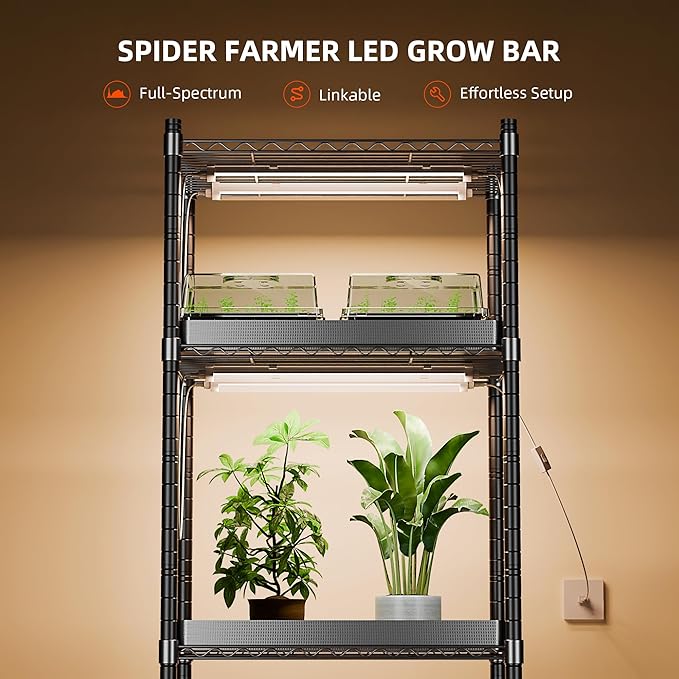 Spider Farmer 3FT LED Grow Lights for Indoor Plants,Light Strips for Shelves,Full Spectrum IP65 Waterproof Supplemental Light Bars for Grow Tent Indoor Greenhouse Plant Seedling Veg Flower,8-Pack