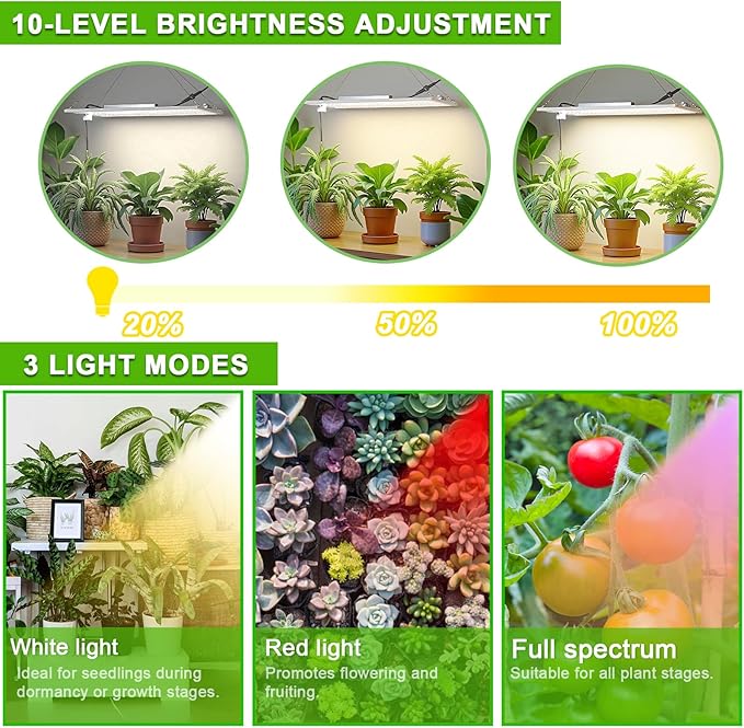 Ceiling Grow Light for Indoor Plants, yadoker 540 LEDs Full Spectrum Halo Plant Light, Safe Voltage Growing Lamp with 4/8/12H Auto Timer, 10 Level Dimmable, Grow Lamp for Tall Large Indoor Plants