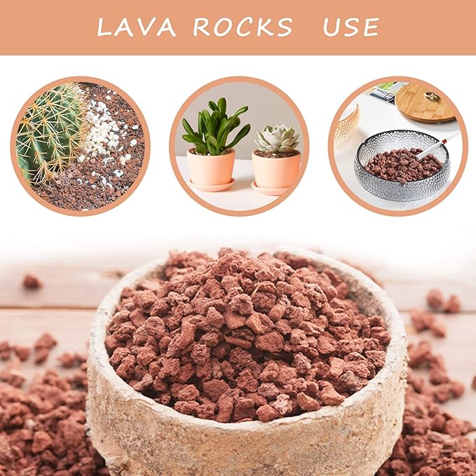 Red Lava Rocks for Plants -100% Pure Volcanic Rock No Dyes or Chemicals-Best Lava Stones Top Dressing for Cacti Succulents Plants,Bonsai