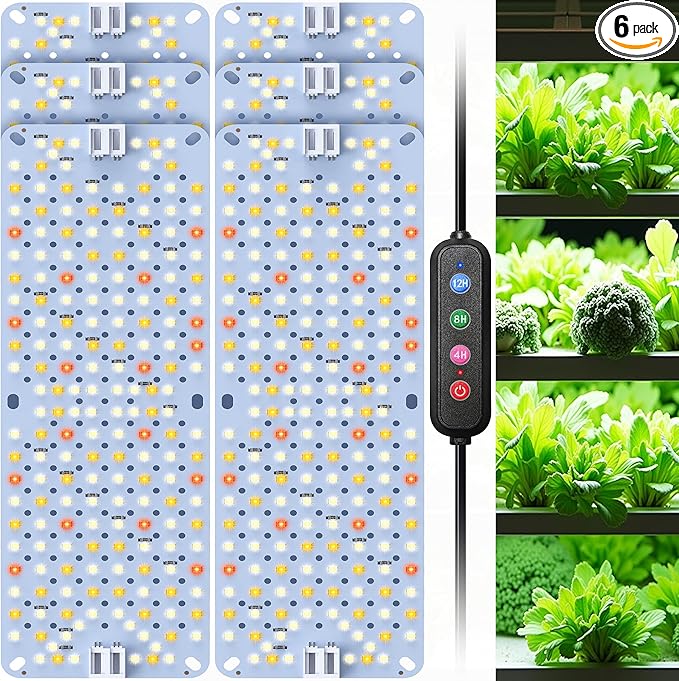 SDOVUERC Full Spectrum 1152 LEDs Grow Lights,60W Plant Grow Lights for Indoor Plants with Daisy Chain Function, Sunlike Spectrum,4/8/12/16/20H Timer for Seed Starting(Pack 6)