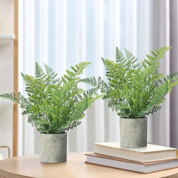 FAVOWREATH 2 Pack Small Fake Plants Potted Artificial Plants Indoor for Home Decor Office Room Farmhouse Indoor Table Bathroom Decor