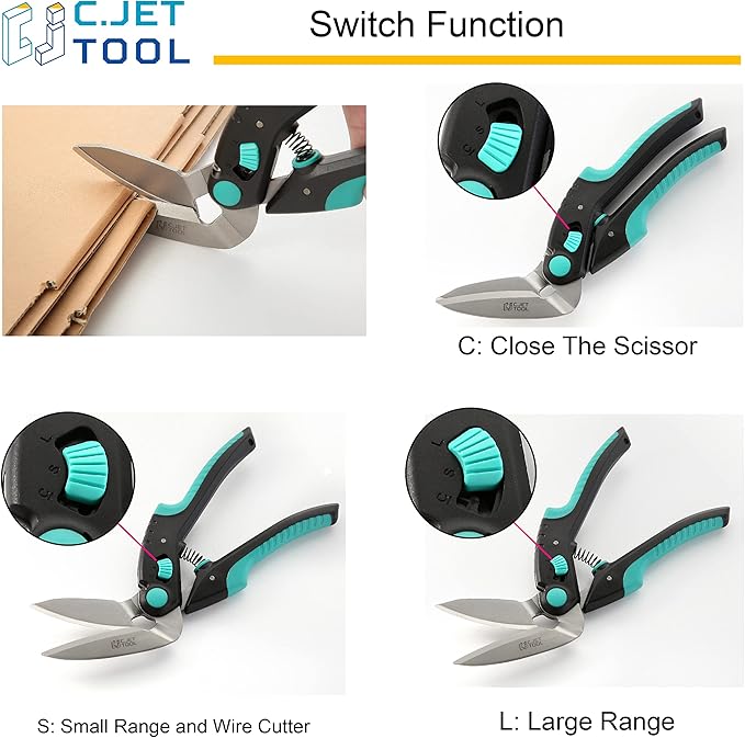 C.JET TOOL 10" Heavy Duty Carpet Cutter, Industrial Scissors, Multipurpose, Professional Soft Grip Stainless Steel (Turquoise)