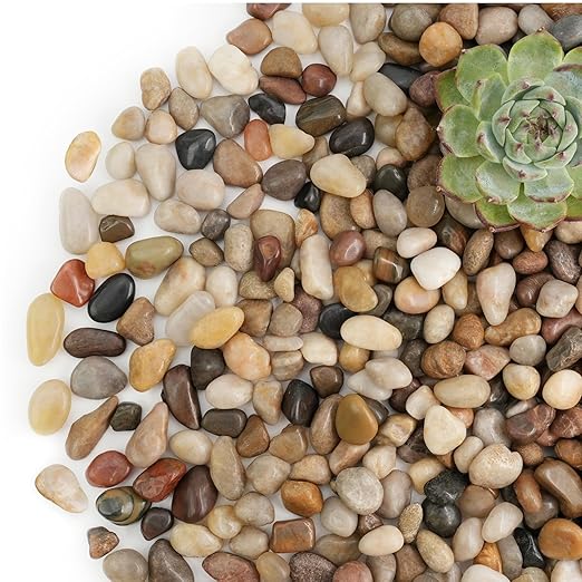 NUPICK 3lb River Rocks for Plants Indoor, 1/5 Inch Mixed Pebbles for Vase Fillers, Decorative Pea Gravel for Fish Tank, Natural Polished Stones for Succulent, Bonsai, Landscaping, Bird Baths