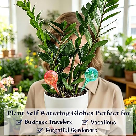 Plant Watering Globes - 6 Pack Colorful Glass Self Watering Bulbs for Plants, Automatic Plant Watering Devices for Indoor & Outdoor Use