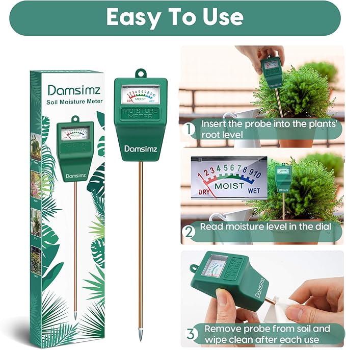 Soil Moisture Meter, Plant Moisture Meter, Plant Water Meter Hydrometer for Plants Care, Gardening, Farming, Indoor and Outdoor Plants, No Battery Needed