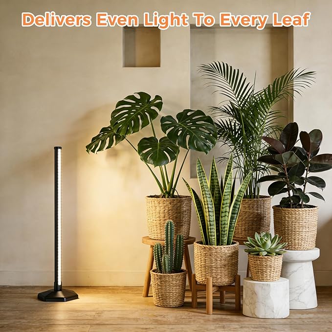 Grow Lights for Indoor Plants, 44W 48 Led Full Spectrum Plant Light, 2.7FT Adjustable Length Standing Grow Light with Timer/Six Leg Base for Greenhouse/Garden