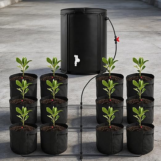 Self Watering System Kits for Plants, with 13 Gallon Bucket and 25W Water Pump, Automatic Watering System for Indoor and Outdoor for Grow Tent, Greenhouse, Lawn