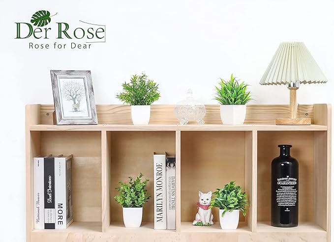 Der Rose 4 Pack Small Fake Plants Mini Artificial Faux Plants in Pots for Home Office Bedroom Living Room Decor