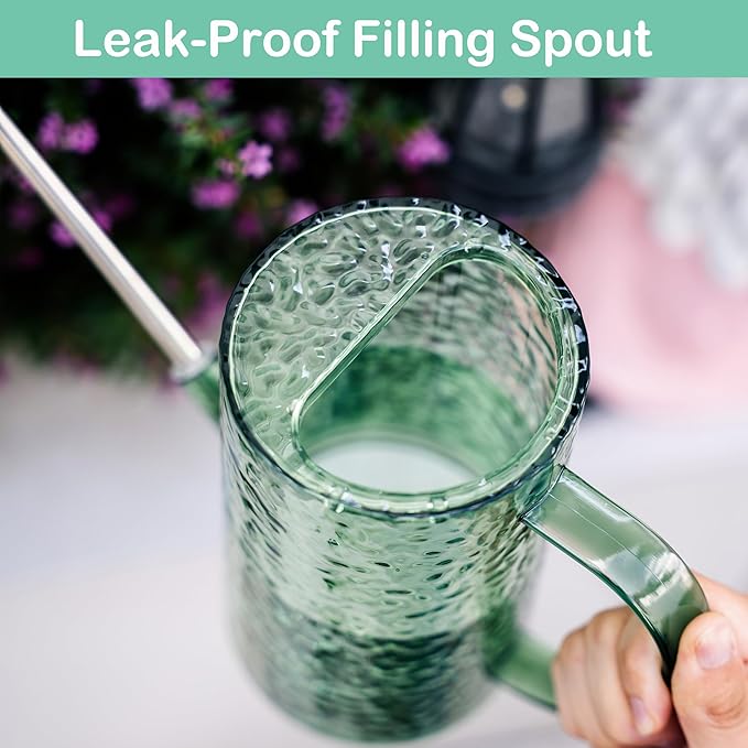 Small Watering Can for Indoor Plants - 34oz Leakproof Lightweight Pot with Long Spout & Bonus Shower Head, Indoor Watering Can for House Plants in Sage Green