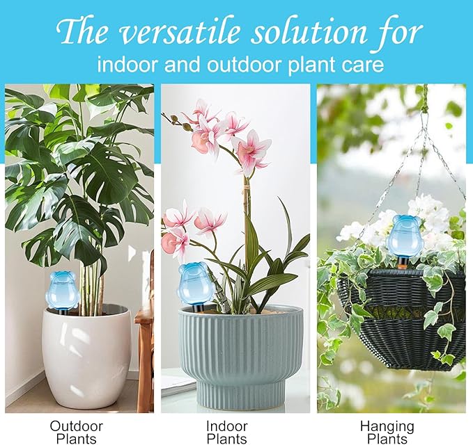 3Pcs Frog Plant Self Watering Globes for Indoor and Outdoor Plastic Water Bulbs Top Fill Plant Watering Globes Slow Release Terracotta Plant Watering Devices System for Plants, Blue
