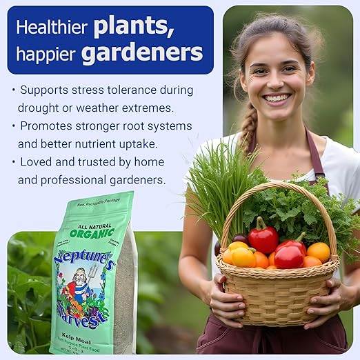 Neptune's Harvest Organic Plant Food | Fertilizer for Lawn & Garden | Crab & Lobster Shell 5-3-0 (4 lb) + Kelp Meal 1-0-2 (4 lb)