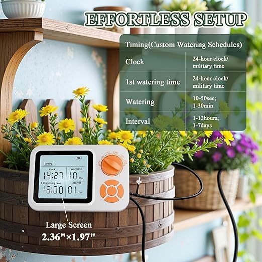 Automatic Plant Waterer Indoor, Auto Watering System for 15 Potted Plants with Programmable Timer, Smart Soil Moisture Sensor, Self Watering Plants Devices for While Away, Vacation
