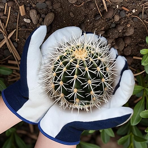 Gardening Gloves, Garden Gloves for Women and Men, Thorn Proof Working Gloves, Durable Leather Work Garden Gloves for Yard & Outdoor Work, Blue, L