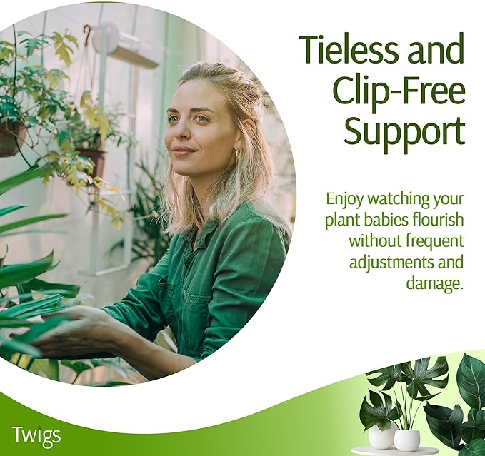Twigs GA - Stackable Plant Support Stakes, Indoor & Outdoor Houseplant Stem Support, Garden Accessories, Durable Trellis Alternative for Climbing & Potted Plants - Moonstone, 3 Pack, 17" L