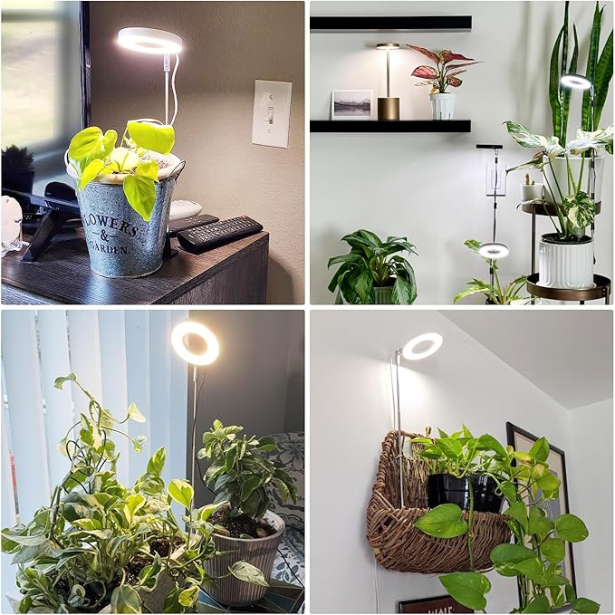 Aokrean Grow Lights for Indoor Plants,Full Spectrum Plant Lights for Indoor Growing with 3/9/12H Timer, 3 Color Modes, 10 Brightness, 6.5"-26" Height Adjustable Small Grow Light, 2 Pack(3.4in)