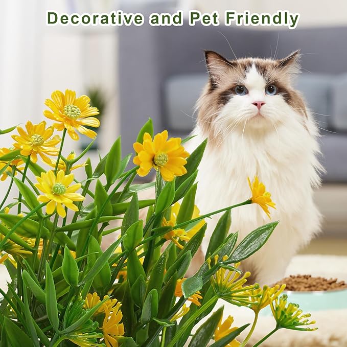 Fake Plants Daisy for Bathroom Decor, Small Potted Artificial Plants Indoor for Shelf Desk Home Bathroom Farmhouse Room Coffee Table Decor, Yellow (Pack of 2)