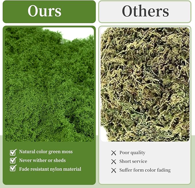 Fake Green Moss for Potted Plants,Artificial Moss for Crafts Indoor,DIY Table Decorating Fairy Garden Accessories Wedding Party Floral Decor Outdoor (Light Green 5.3oz)