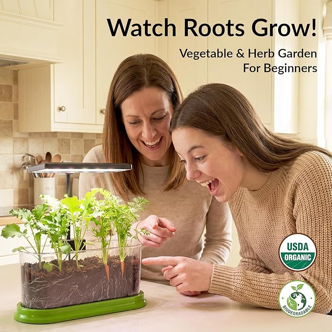 Plant Growing Kit with LED Grow Light & Root Viewing Window, Indoor Garden Kit for Beginners, Vegetable & Herb Garden, Indoor Gardening System, Soil & Seed Starter Germination Kit, Grow Your Own Plant