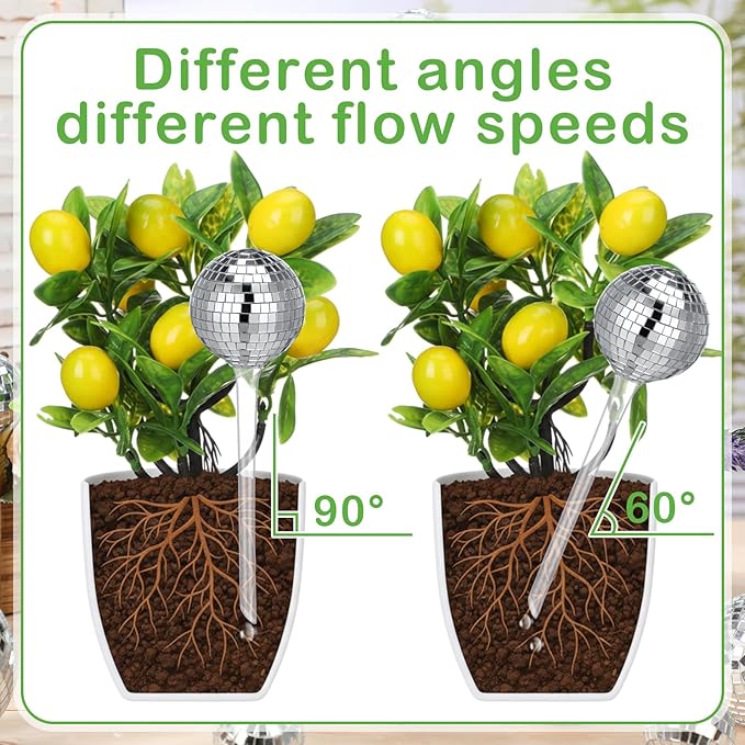 Novabright 6 Pcs Plant Self Watering Disco Ball Globes 10.6in and 5in Disco Self Watering Globes Planter Insert Decorative Automatic Drip Irrigation Devices for Indoor Outdoor