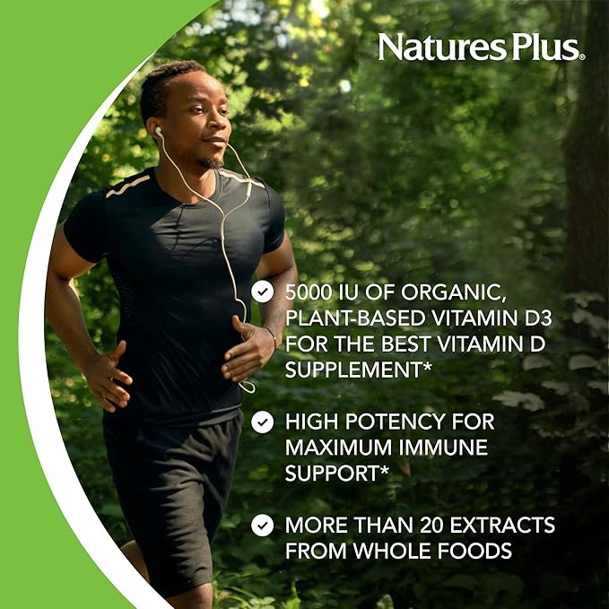 NaturesPlus Source of Life Garden Vitamin D3 - 60 Capsules, Pack of 2 - Immune System Support - USDA Certified Organic, Non-GMO, Vegan, Gluten Free - 60 Total Servings