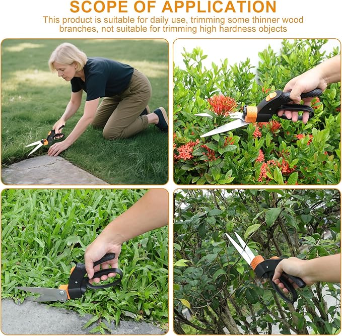 Garden Shears Tool Set 3 Pcs - Heavy Duty Lopper, Hedge Shears & Pruning Saw for Tree Branches, Hedges, Backyard & Fruit Trees, Carbon Steel Blades