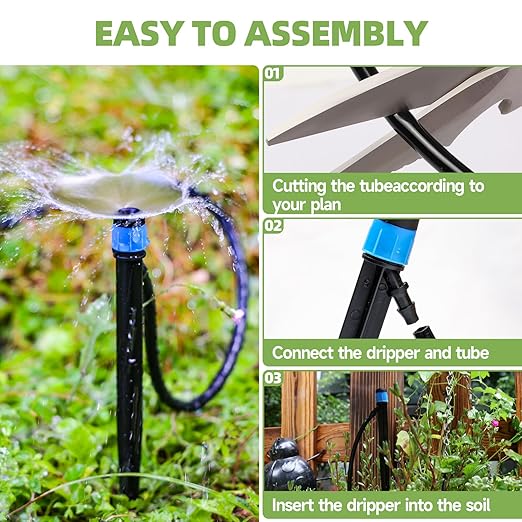 Riboud 60 Pack Drip Irrigation Emitters Sprays for 1/4 Drip Irrigation Tubing, Irrigation System for Garden (30 Pcs Emitters Vortex + 30 Pcs Emitters Stream)