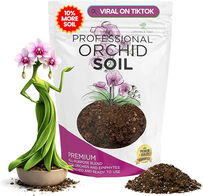 Professional Orchid Soil Mix Ready to Use Extra Large 8.2 Quarts, Premium Potting Soil for Orchids Bromeliads Epiphytic Plants, Fast Draining Blend Lava Calcined Clay Pinebark Made in USA
