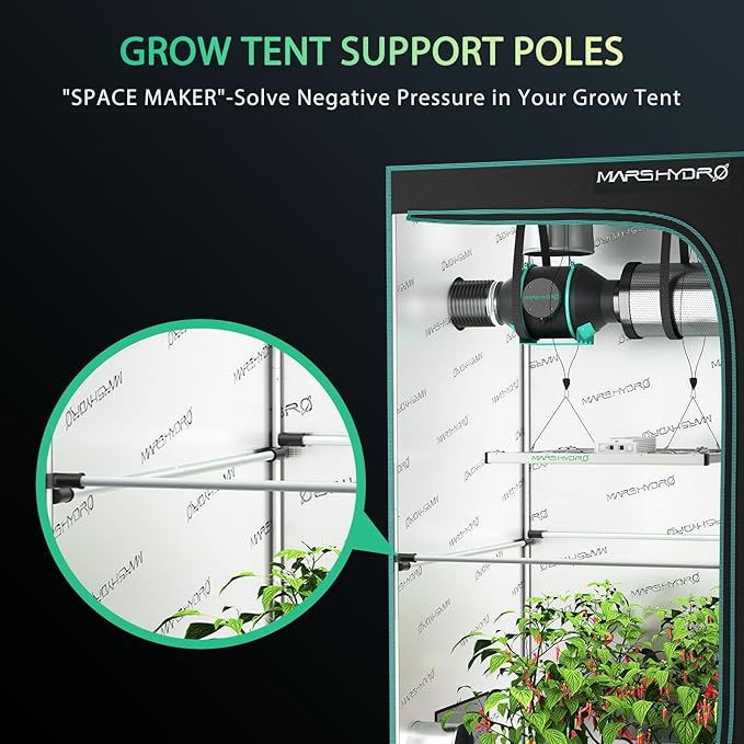 MARS HYDRO Grow Tent Durable Side Support Pole，Sturdy Metal Replaceable Bracket Accessories，High CFM Kit for 3.3x3.3 Indoor Tents