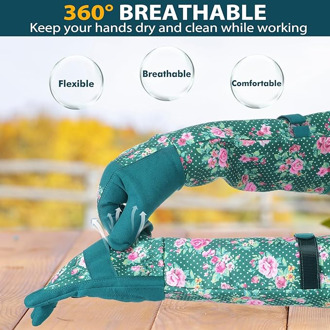 Trifabricy Gardening Gloves for Women, Breathable Leather Garden Gloves with Grip, Thorn-Proof Puncture-Resistant Work Gloves