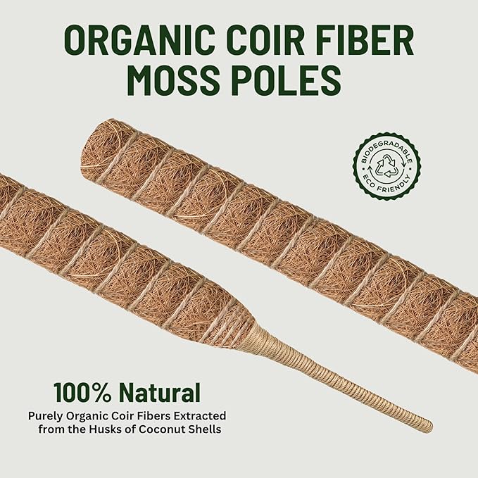 2 Pack 48 Inch Moss Pole for Plants Monstera, Tall Moss Poles for Climbing Plants Monstera, Handmade Coco Coir Plant Pole, Plant Support for Plant Grow