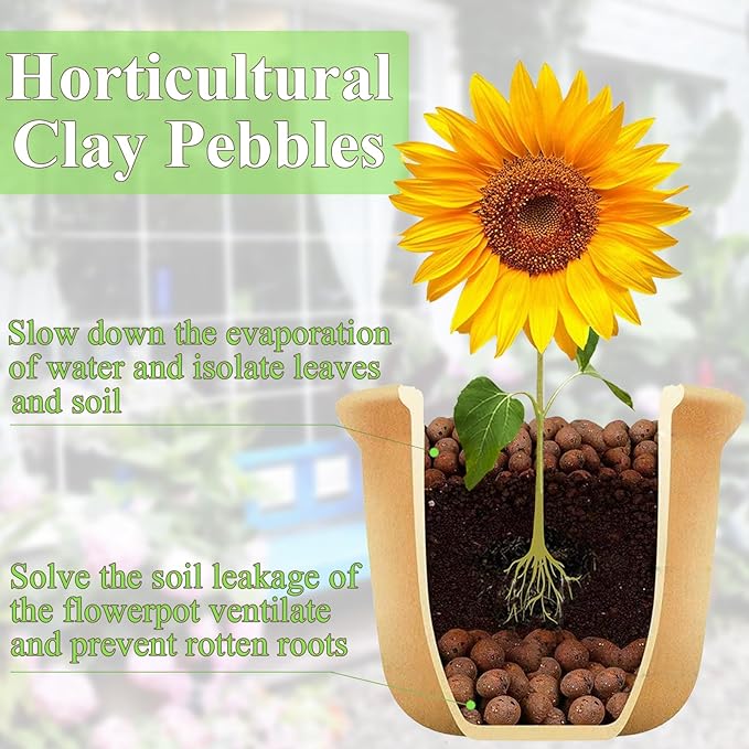 FANTIAN 5 lbs Clay Pebbles for Plants, 8-12 mm Leca Clay Balls for Indoor Plants, Orchid Potting Mixes, Hydroponic Growing, Aquaponics, Potted Top Dressing and Drainage