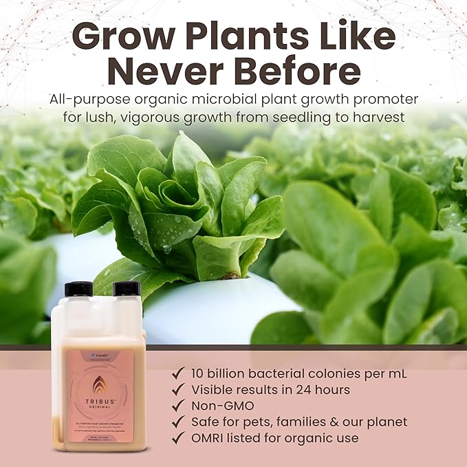 Tribus Organic Microbial Inoculant | Root Booster for Plants, Increases Plant Yield, Root Growth, Flower & Fruit Quality | Visible Root Growth in 24Hrs | Pet & Planet-Safe | Made in The USA | 8.5oz