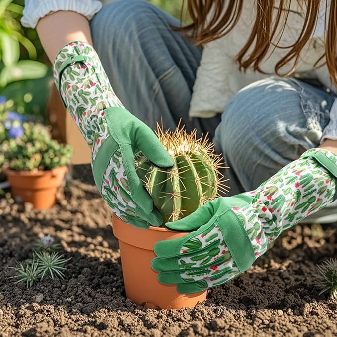 Trifabricy Gardening Gloves for Women, Breathable Leather Garden Gloves with Grip, Thorn-Proof Puncture-Resistant Work Gloves